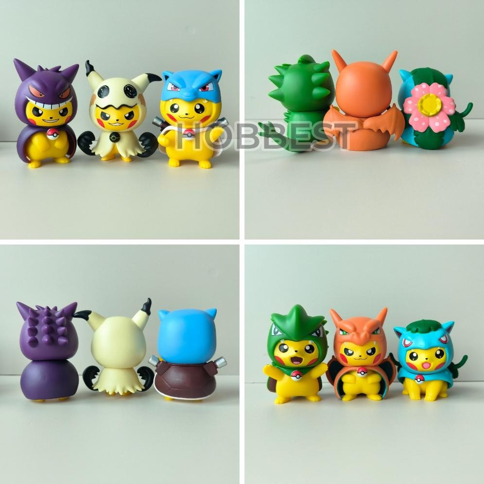 Sdn_12 Action Figure Pokemon Pikachu Cosplay - Miniatur Topper Kue Pajangan Mainan Pikacu Black Clov