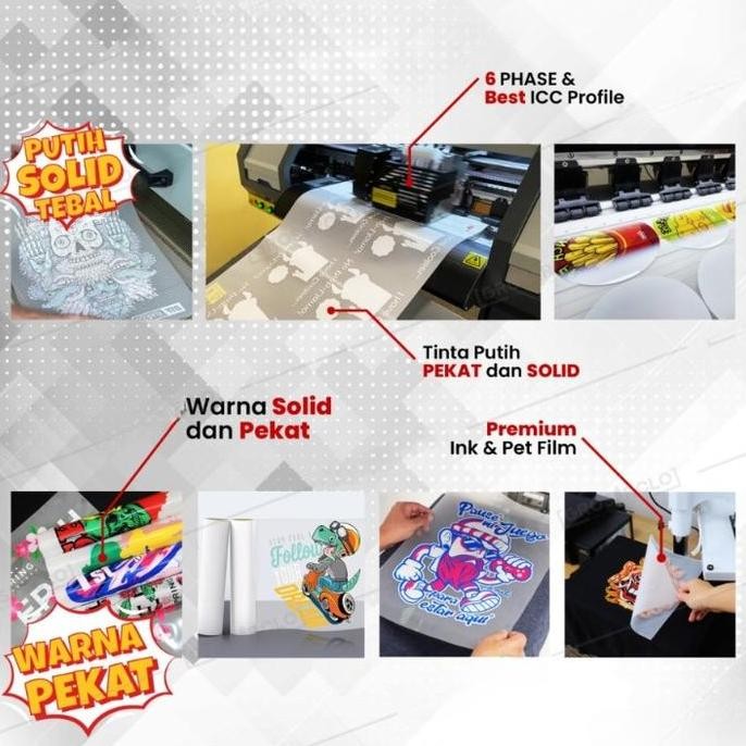 

Stiker Dtf Uv Cetak Print Decal Kering Cutting Stiker Full Color Warna Solid Pekat & Ink Pet Film A3 A4 A5 - Note Co