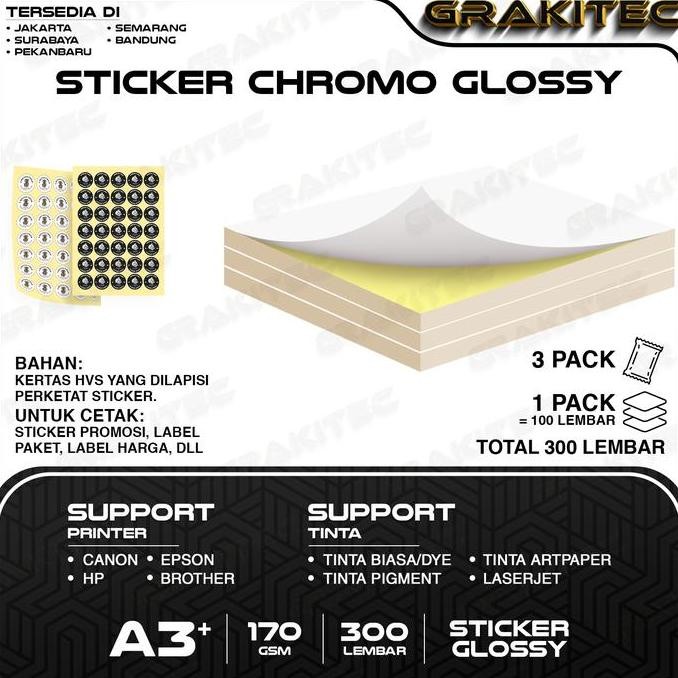 

Grakitec Sticker Chromo Glossy / Doff A3+ Isi 300 Lembar | Stiker Kromo, Bontak, Cts, Cast-Coated Cromo Co