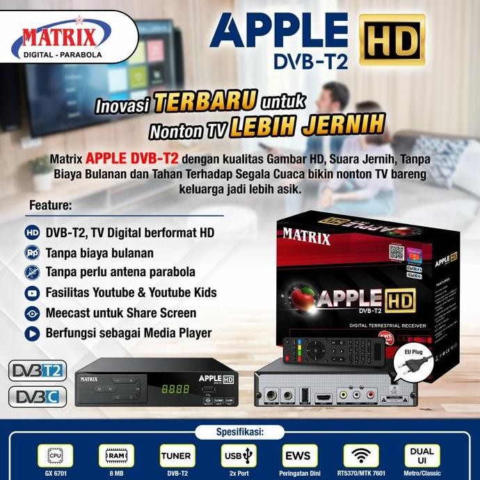 NEW RECEIVER TV SET TOP BOX DVB-T2 MATRIX APPLE / RECEIVER MATRIX DVB-T2