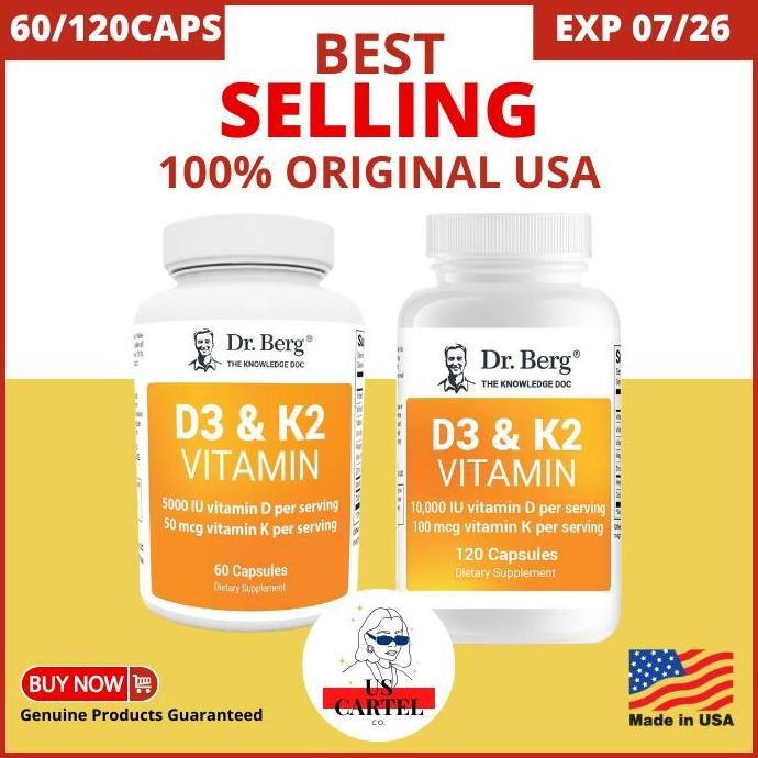 NEW Dr. Berg D3 K2 Vitamin w/MCT Oil - K2 D3 Vitamin Supplement
