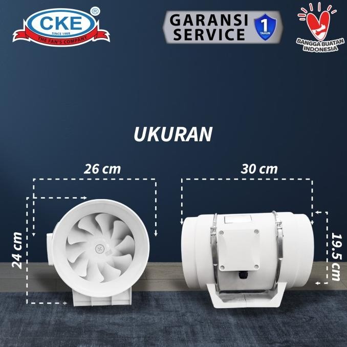 Inline Duct Fan Plastik 8" Inch Kipas Booster Ventilasi Extractor Fan HI