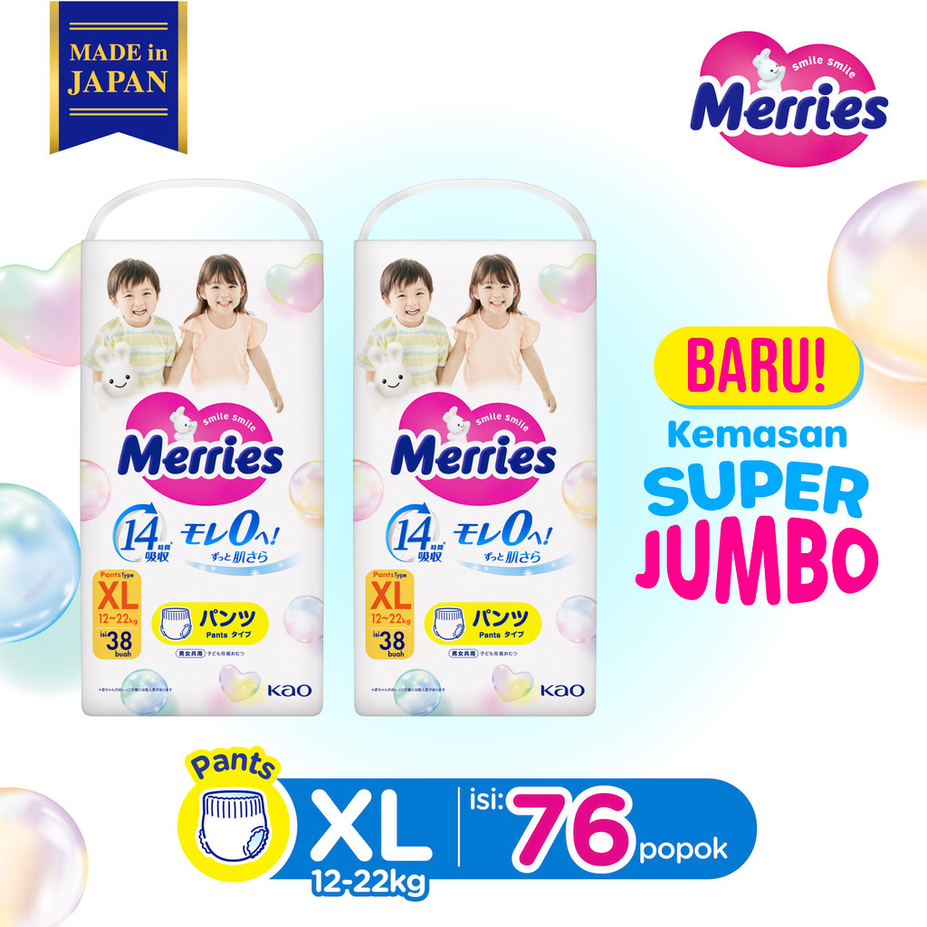 Merries Premium Popok Bayi Celana XL (12-22)kg isi 38 pcs Twinpack