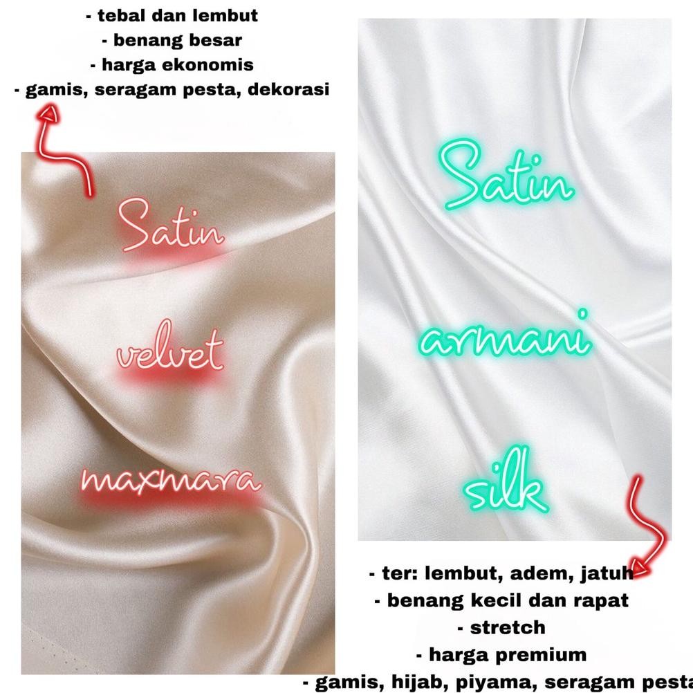 Multi Kain satin armani silk stretch armany silky saten roll an isi 50 yard