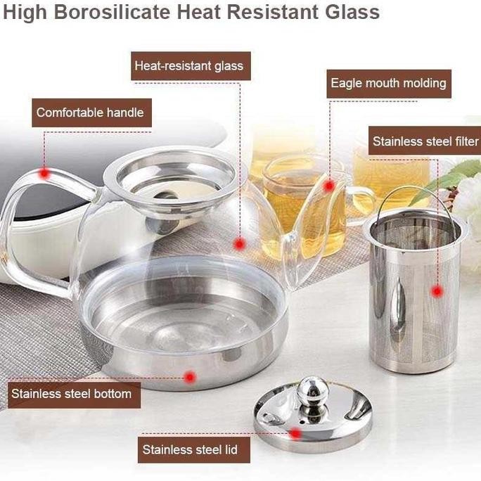 TERMURAH - [Teko Kompor Induksi] Teko Kaca Tahan Panas Pitcher Teh Chinese Teapot Tea Pot Maker Desa