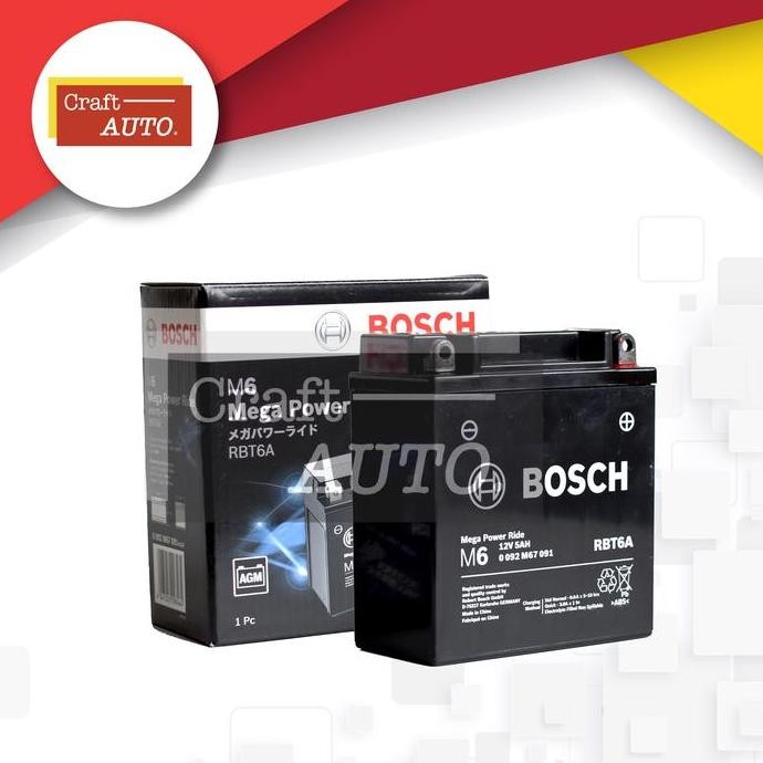 Aki Motor Mio Sporty, Mio Smile, Mio Karbu, Supra Lama Bosch Rbt-6A