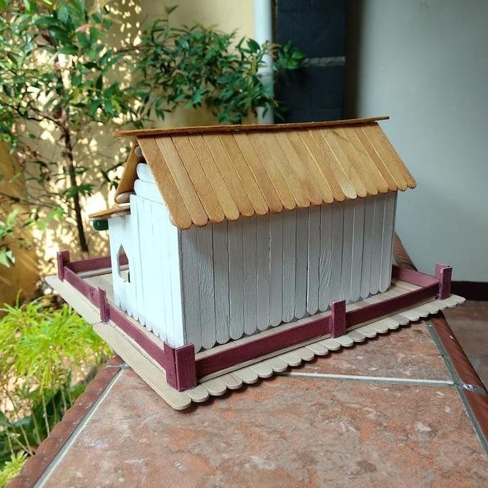 Prakarya Maket Miniatur Rumah Adat Betawi 2 dari Stik Es Krim GS