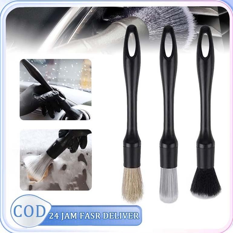 

baru [3 pcs] kuas detailing mobil premium - cleaning brush poles interior motor mobil