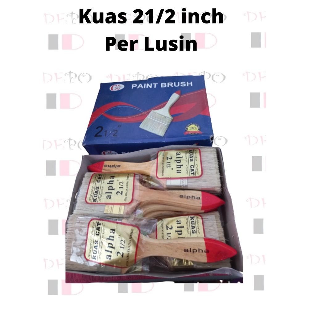 

baru [12 pcs] kuas cat kayu 633 gagang kayu 2.5 inch - paket lusin murah berkualitas
