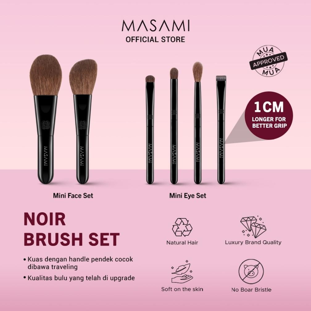 

baru masami noir travel set 2.0 kuas makeup mini set mata & wajah bundle glam pack