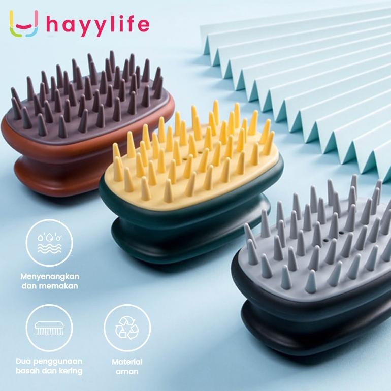 

baru hayylife sikat rambut silicone - scalp massage brush cuci rambut lembut
