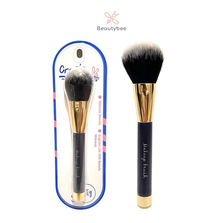 

baru beautybee kuas bedak & blush premium f5051 - powder brush hitam emas