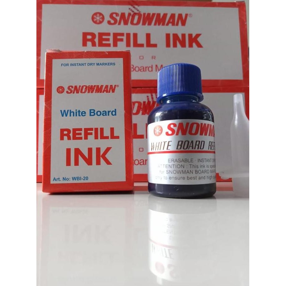 

NEW Isi / Refill Tinta Spidol White Board Snowman Hitam, Biru, Merah / Box Isi 12 Biru Plastik Stationery