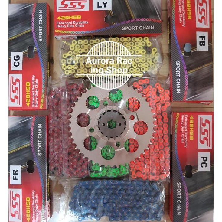 GEAR SET SSS SONIC 150 R & RANTAI SSS HSB 428 COLOUR