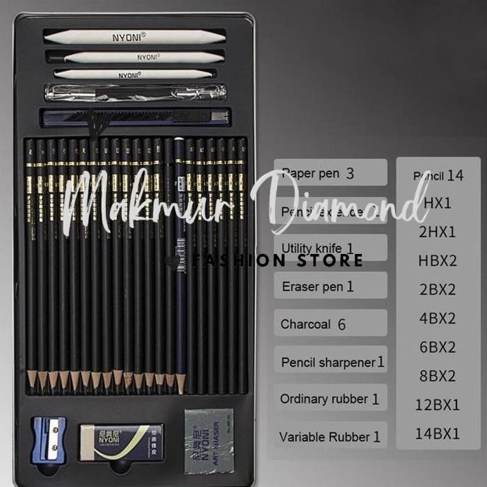 

MASIH ADA.! NYONI DRAWING PENCIL GAMBAR SET 29PCS METAL TIN BOX PENSIL GAMBAR LUKI