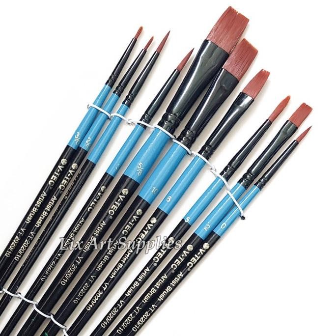 

baru v-tec kuas lukis set 10 pcs vt-2020 | brush set cat air akrilik