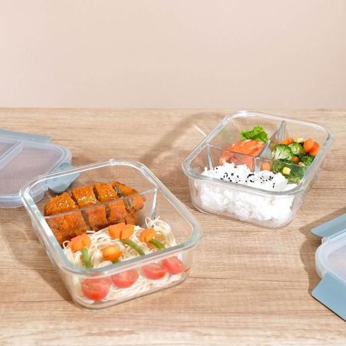 Promo Little Dimple Split Lunch Box, Lunch Box Kaca Sekat