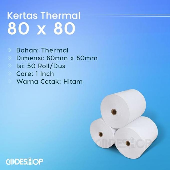 

NEW ( 1 DUS ) KERTAS PRINTER THERMAL 80x80 MM - 80MM - 80x80MM OTANI