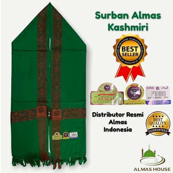 Sorban Deluxe Kashmiri Hijau + Warna Shawl Almas 308F