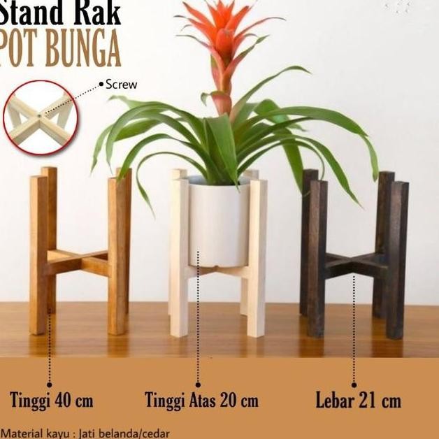 Stand Rak Tatakan Pot Kayu Rak Pot Bunga Tp1