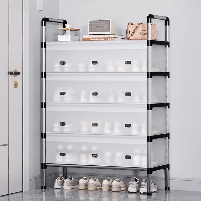 AONEZ Rak Sepatu Tertutup Anti Debu Serbaguna/Gantungan Tas Pakaian/ Rak Sepatu Besi Kuat Tebal/Rak 