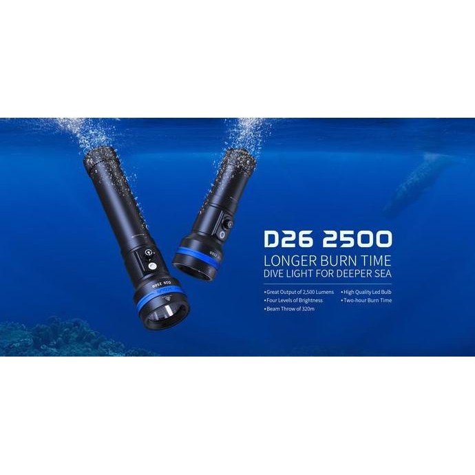 BEBAS ONGKIR - Senter Selam Diving Waterproof LED CREE XHP50.2 2500 Lumens Xtar D26