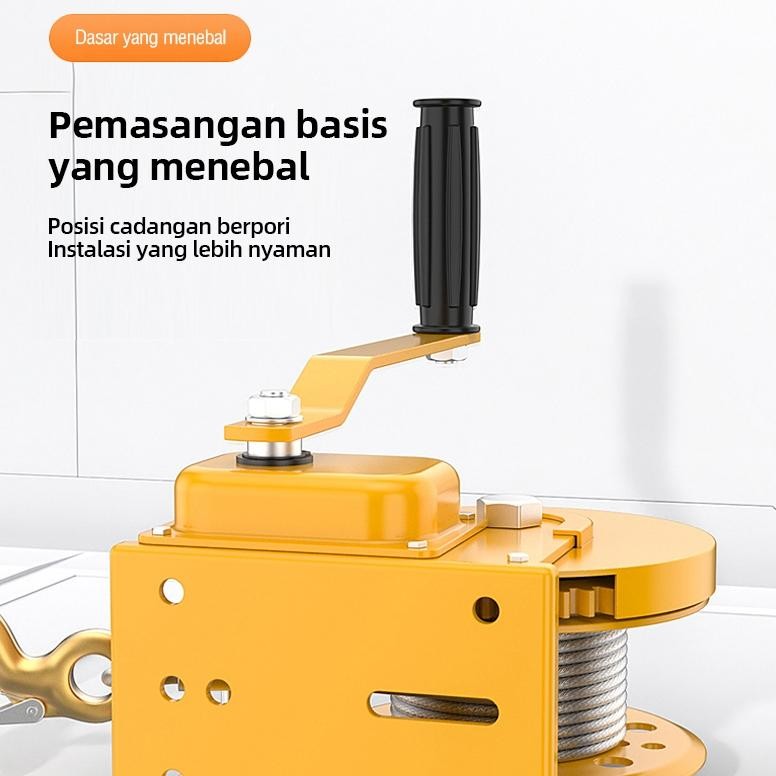 PPD Hand Winch Katrol Winch Manual Engkol Tangan Dua Arah Mengunci Sendiri Traksi Derek 1200/1800lbs