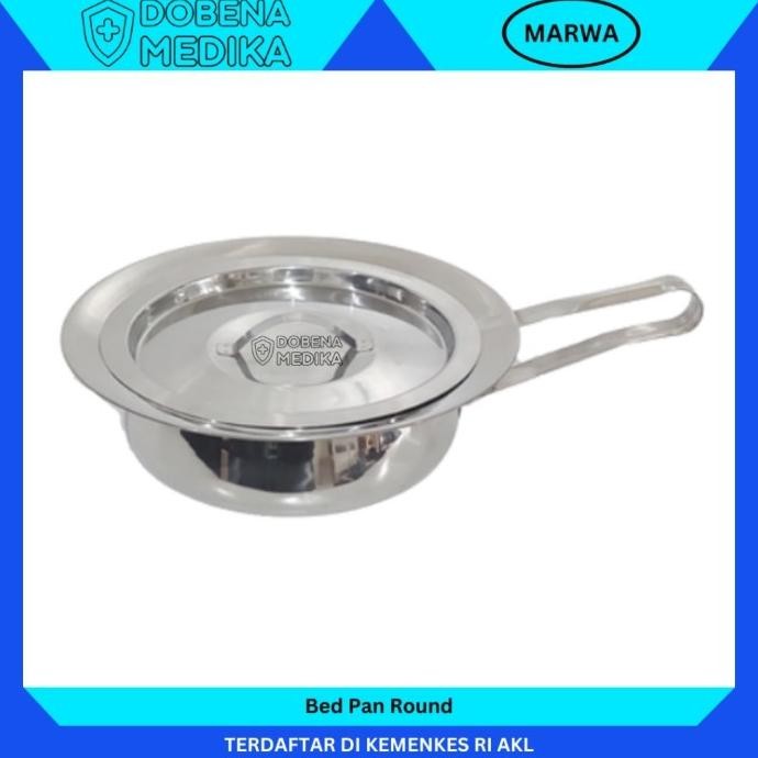 TERMURAH - Marwa Pispot Medis BAB Stainless Dengan Tutup Bulat