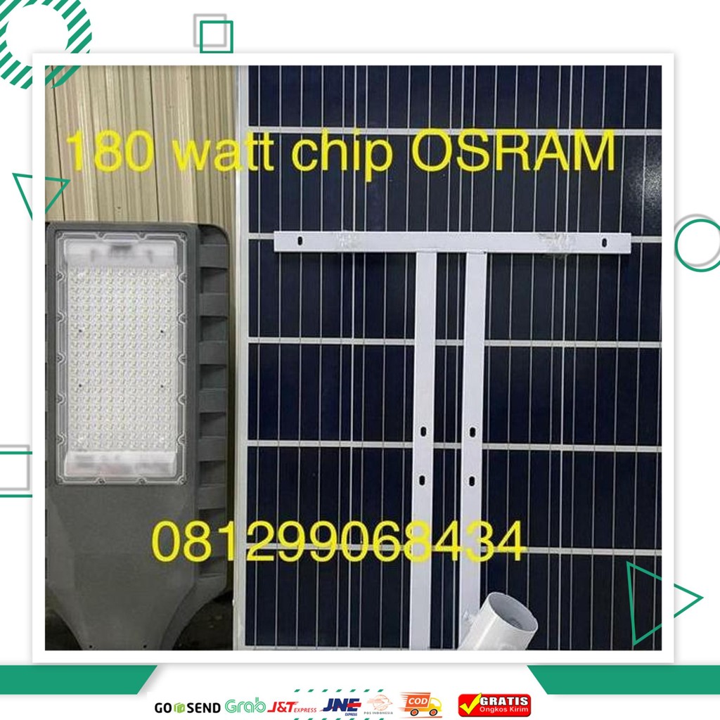 Pju Lampu Jalan Led Solar 180W Mata Osram / Lampu Pju Solar Panel Two In One Mata Chips Osram