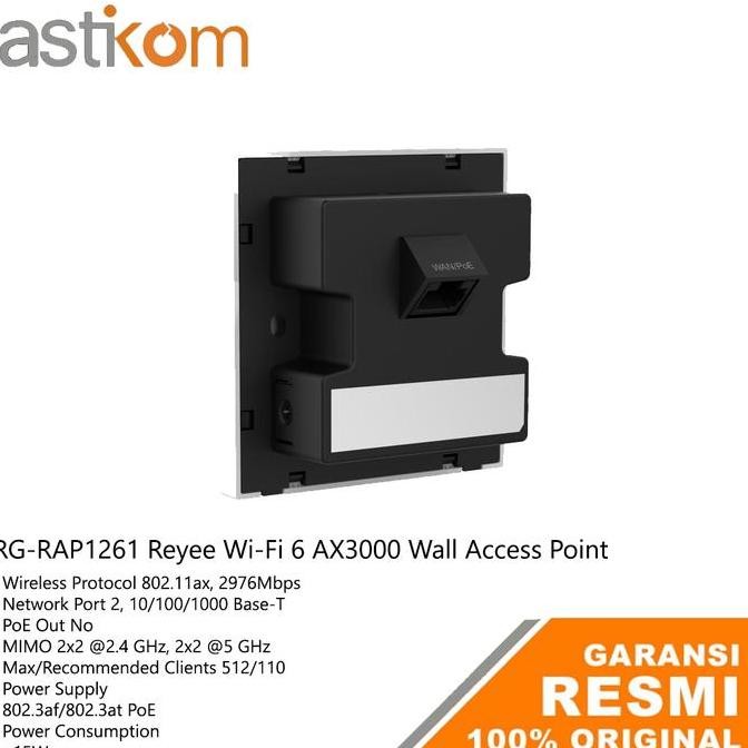 Ruijie Reyee Rg Rap 1261 Ultra-Thin Wi-Fi 6 Ax3000 Wall Access Point New Stok