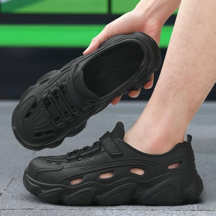 Sepatu Sandal Karet Cowok Sporty Olahraga Pantai Full Pria Dewasa Bahan Premium Tanpa Tali Kasual Sn