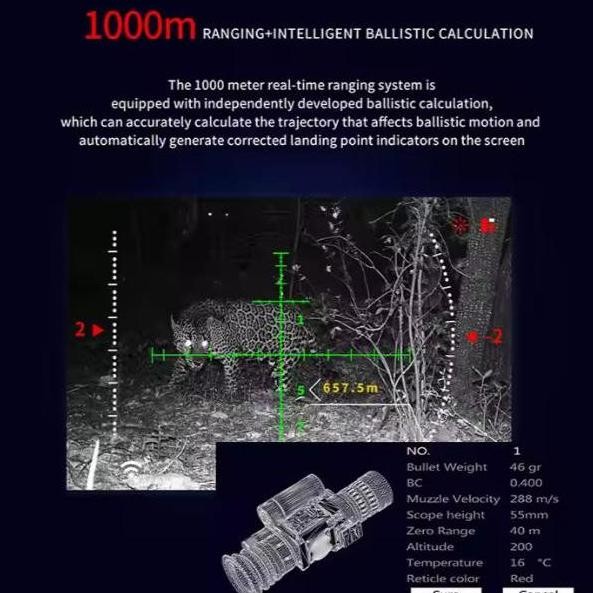 

NIGHT VISION NV HENBAKER CY 800 RL BUILT IN RANGE FINDER + BALLISTIC CALCULATOR TERLARIS KUY!