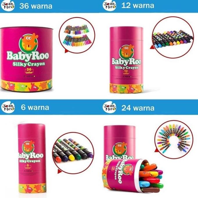 

Joan Miro Babyroo Washable 6pcs 12pcs or 24pcs Silky Crayon Baby Roo Krayon Aman Body Face Painting