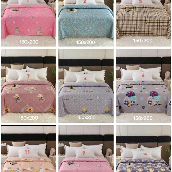 selimut kain bedcover katun tipis bordir halus