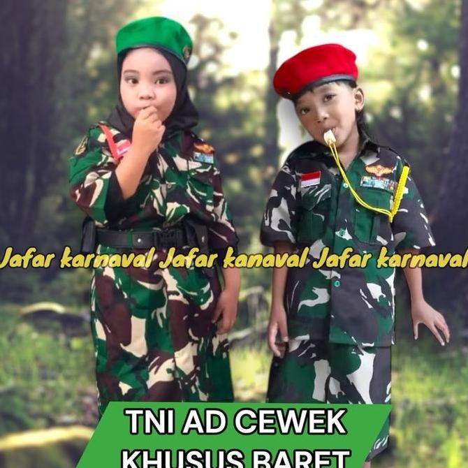 Baju kostum Tentara cewek khusus baret /Doreng putri anak Tk-SD baju karnaval doreng anak cewek baju
