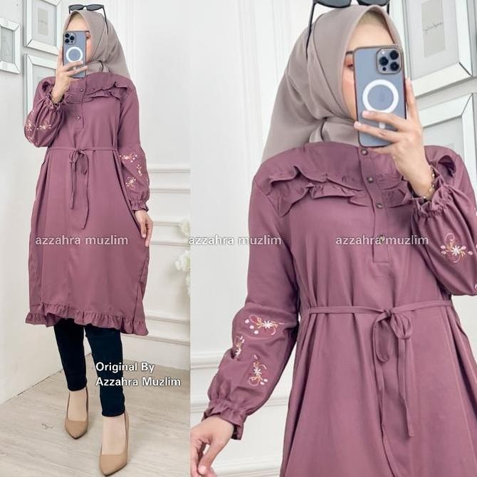 Azzahra Grosir - Queen Dress Ld110 Tunik Wanita Busui Shakila Bordir R.13 - 321-6423