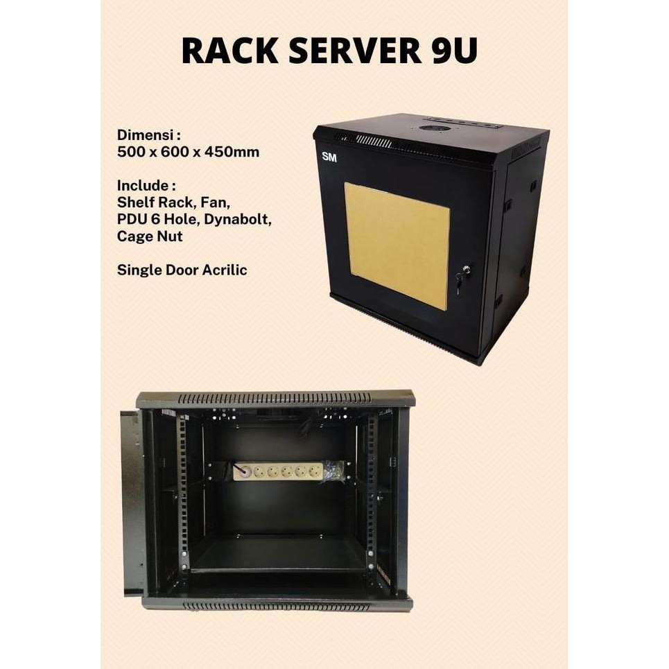 Rak Wallmount 9U - Rak Server 9U New Stok