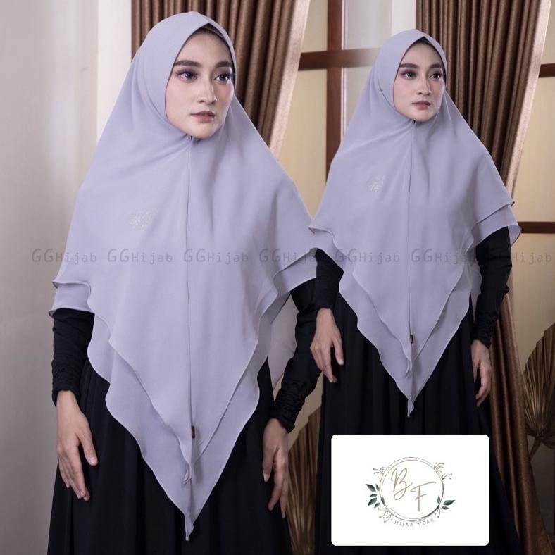 Hijab Swarosky Khimar Syari Jumbo Warna Denim Pengajian Umroh Bahan Ceruty Babydoll SV9
