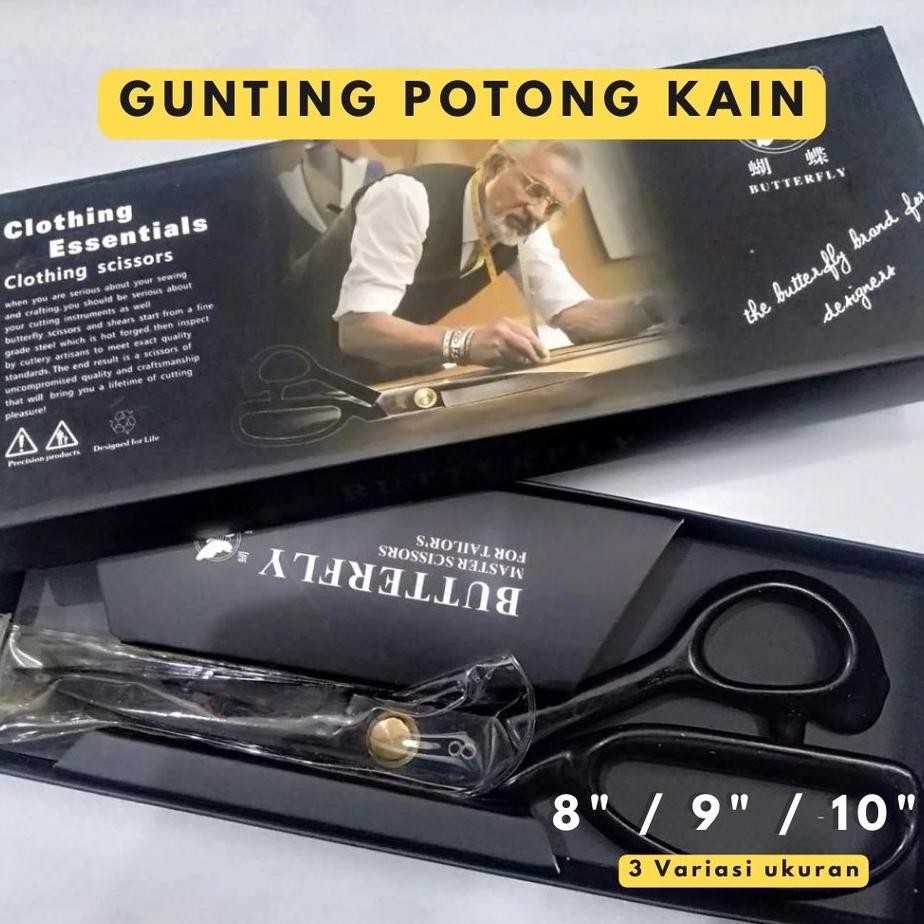

Gunting Potong Kain Butterfly Hitam Bahan Baja Mangan Gaanis 8 9 10 Professional Tailor Scissors