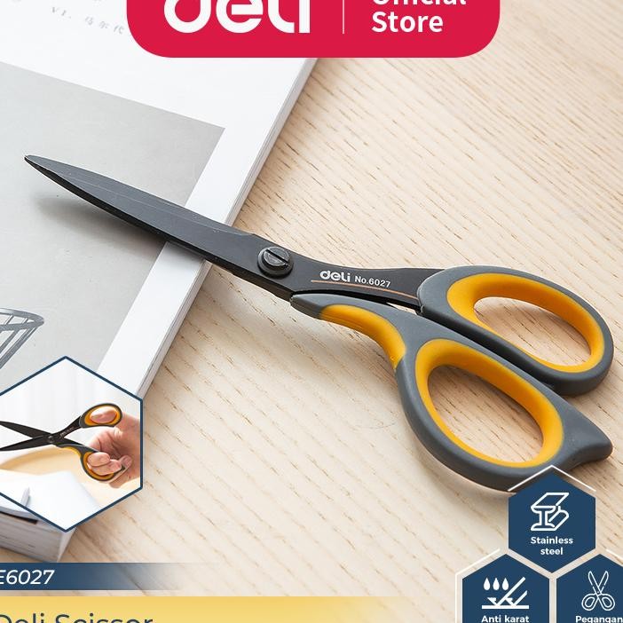 

Deli Scissor Gunting Berlapis Teflon Besarkecil Anti Karat Desain Ergonomis E6027 E77757