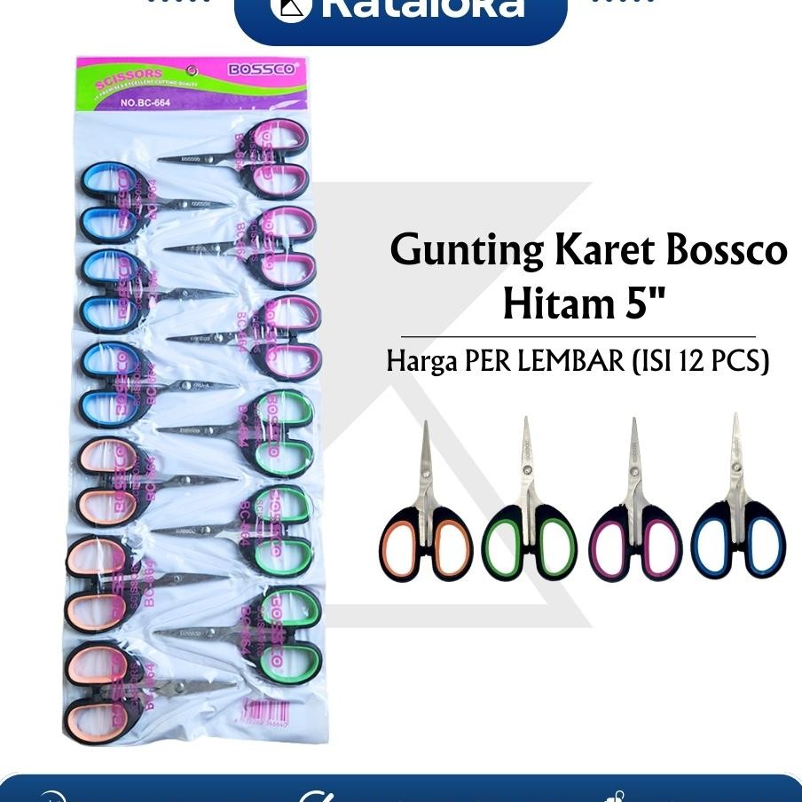

1 Lembar 12 Pcs Gunting Scissors Bossco B664 5 Inch