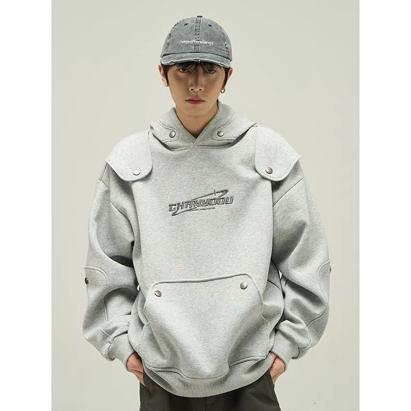 Roar Wild.YY-Hoodie Pria Dekonstruksi