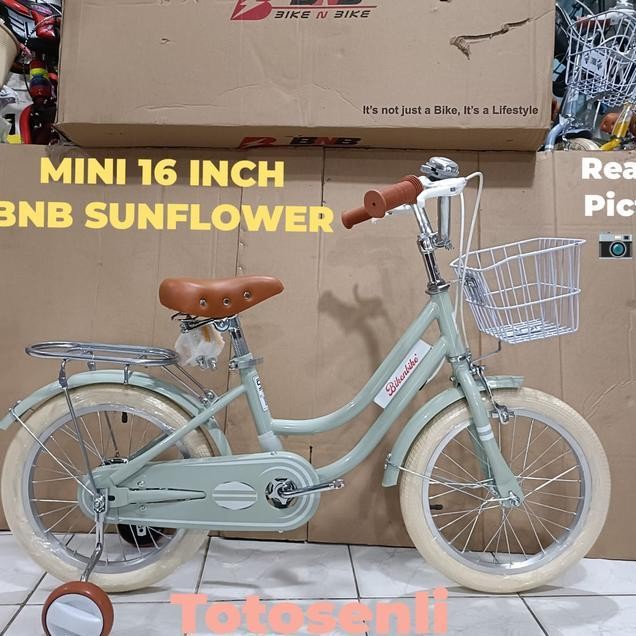 Sepeda Anak Perempuan Bnb Sunflower City Bike Ukuran 16 Inch Ada Keranjang Kokoh