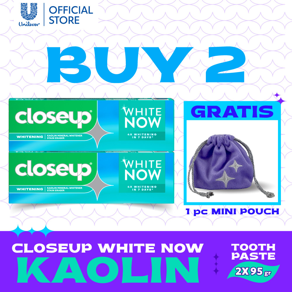 Buy 2 Close Up White Now Kaolin 95g GET FREE Mini Pouch