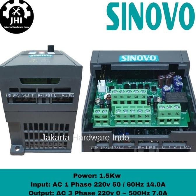 Inverter VFD 1.5KW / 2HP Input 1 phase 220V Output 3 phase 220V SINOVO