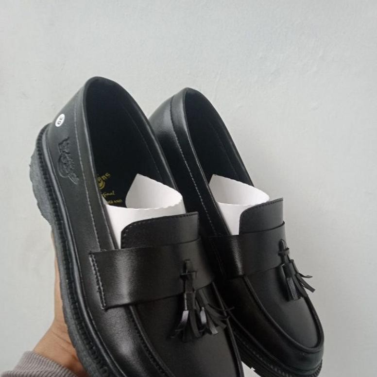 Termurah Freebox Sepatu Pria Casual Slip On Docmart,Dr Martin, Loafers Black Smooth Free Box//Sepatu