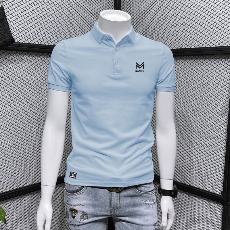 Lengan Pendek Kerah Lipat POLO Kemeja Gaya Korea Trendy Pria