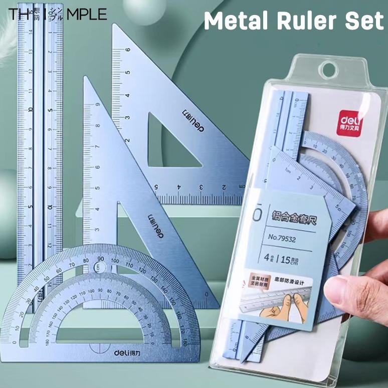 

JH8 PENGGARIS ALUMUNIUM 1 SET 4 MODEL / PENGARIS/ RULER ALUMUNIUM GEOMETRY DRAWING - THIMPLE