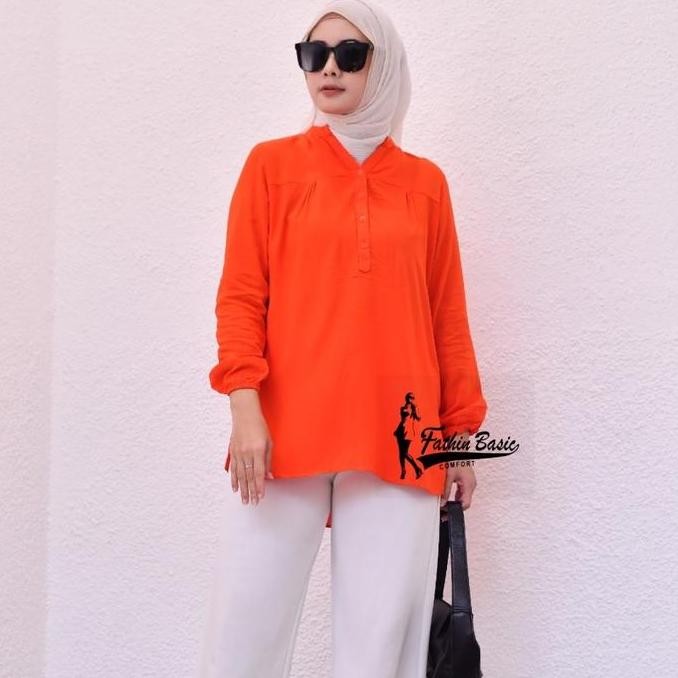 Atasan Blouse kemeja polos big size Jungle Orange baju wanita kerja pakaian cewek kekinian perempuan