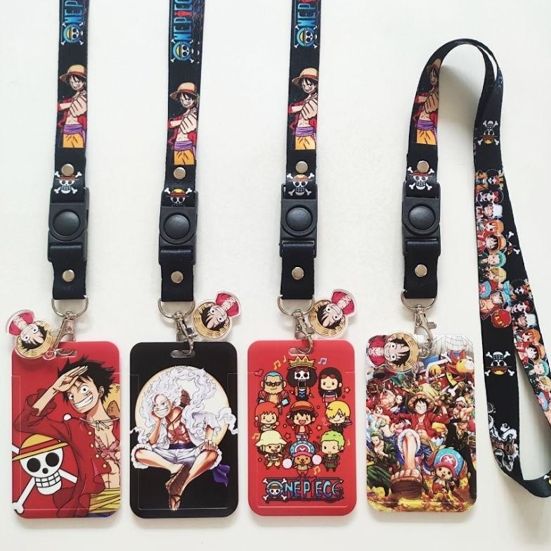 

JH8 ID Card Holder Name Tag Lanyard / Kalung Wadah Kartu Identitas Anime One Piece 2 Luffy Gear 5 Straw Hat
